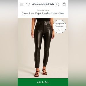 Abercrombie Curve Love Vegan Leather Skinny Pant SIZE 12/31
